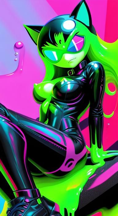 Colorful Slime Robot Catgirl Terminator