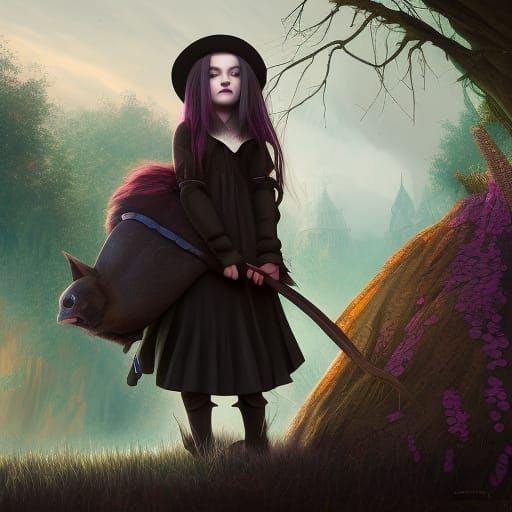 Wednesday Adams Portrait in Detailed Matte Painting