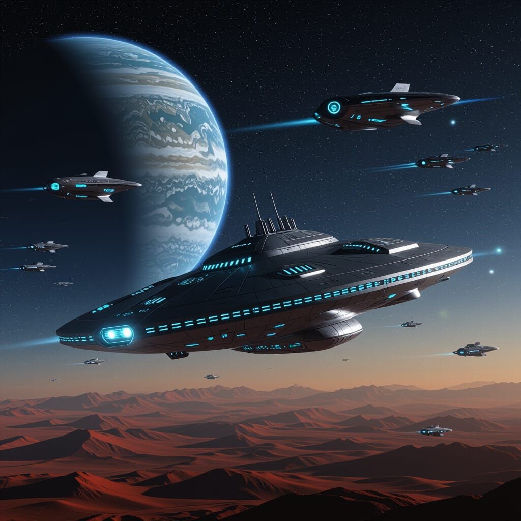 Majestic Alien Starship in Deep Space