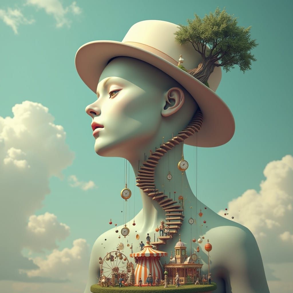 Surreal Whimsy in Dreamlike Landscape