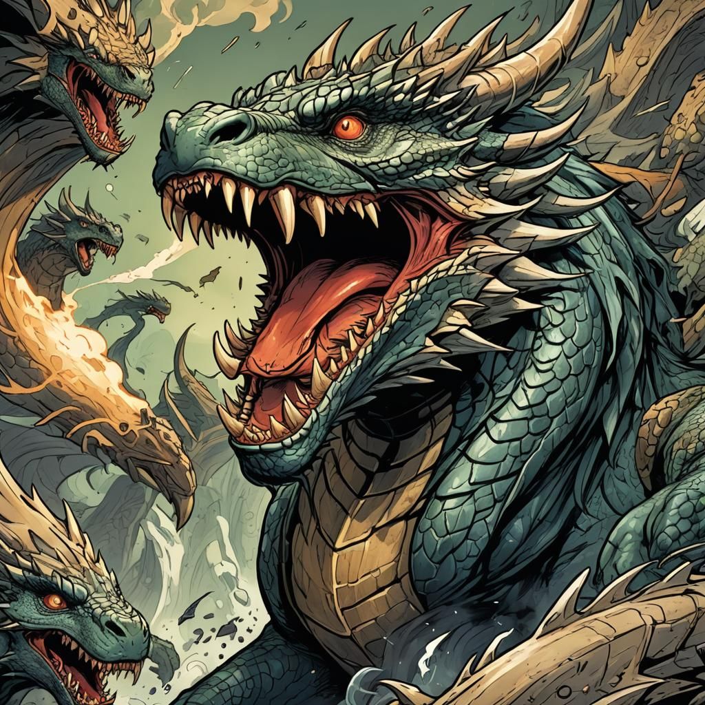 Roaring Dragon in Comic Book Art Style