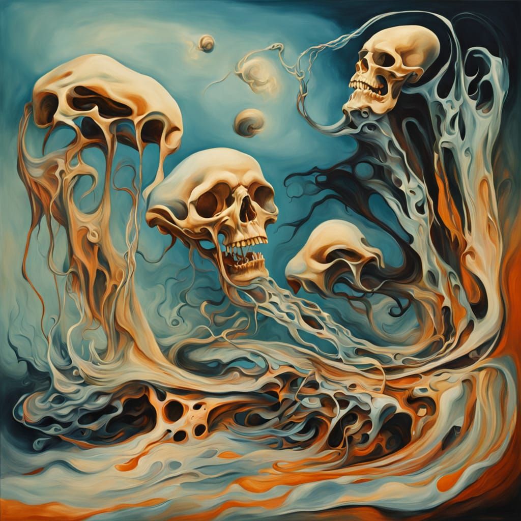 Surreal Bone Formation Process as Oil Painting