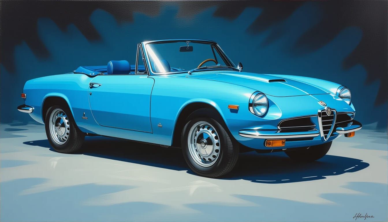 Baby Blue 1967 Alfa Romeo Spider Duetto Painting