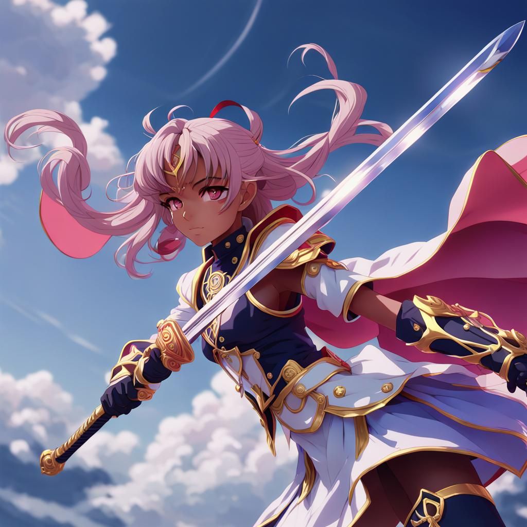 Utena Tenjou with Sword in Anime Style