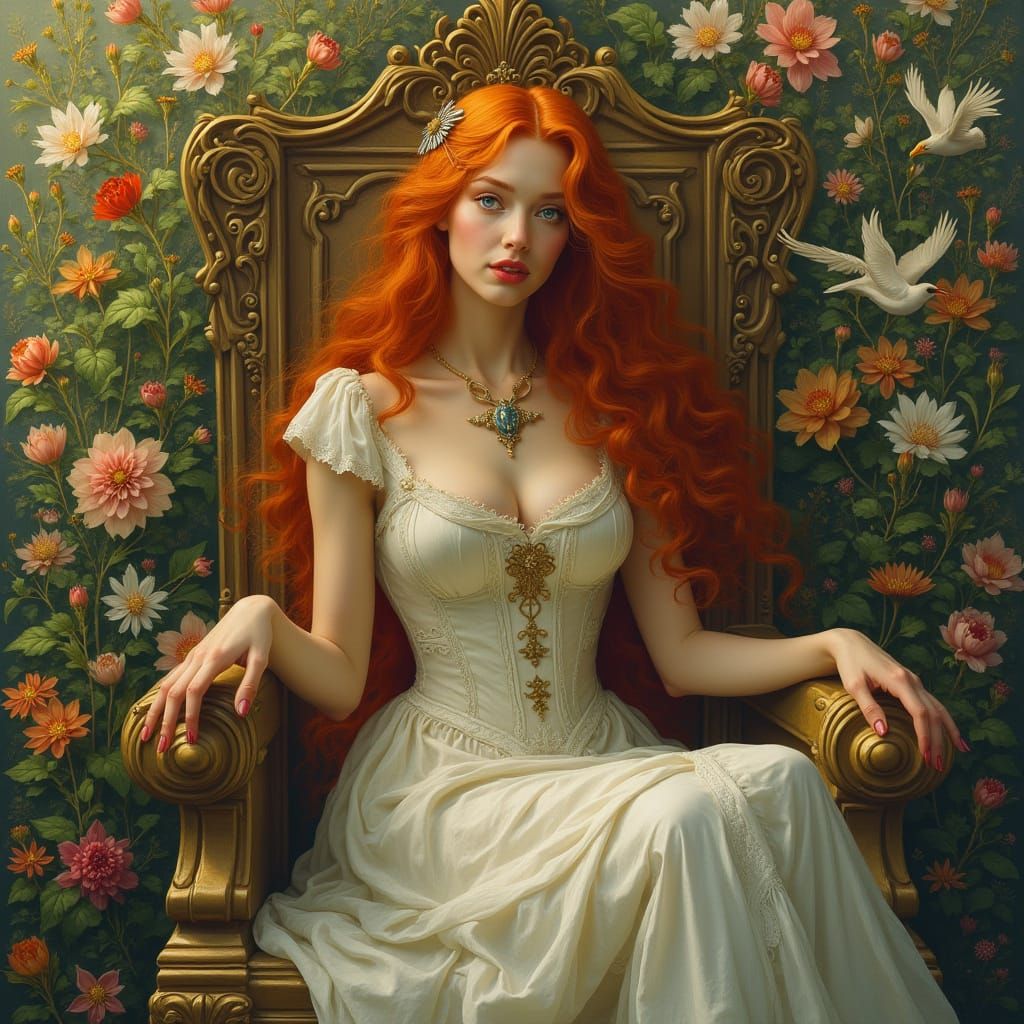 Regal Queen in a Vibrant Garden Scene