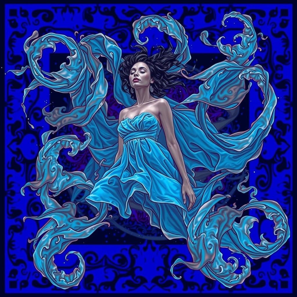 Ethereal Woman in Swirling Mists, Hyperrealism Art