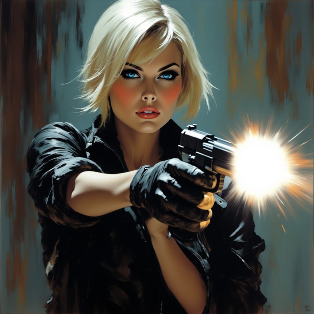 Woman Fires Pistol in Post-Apocalyptic Concept Art