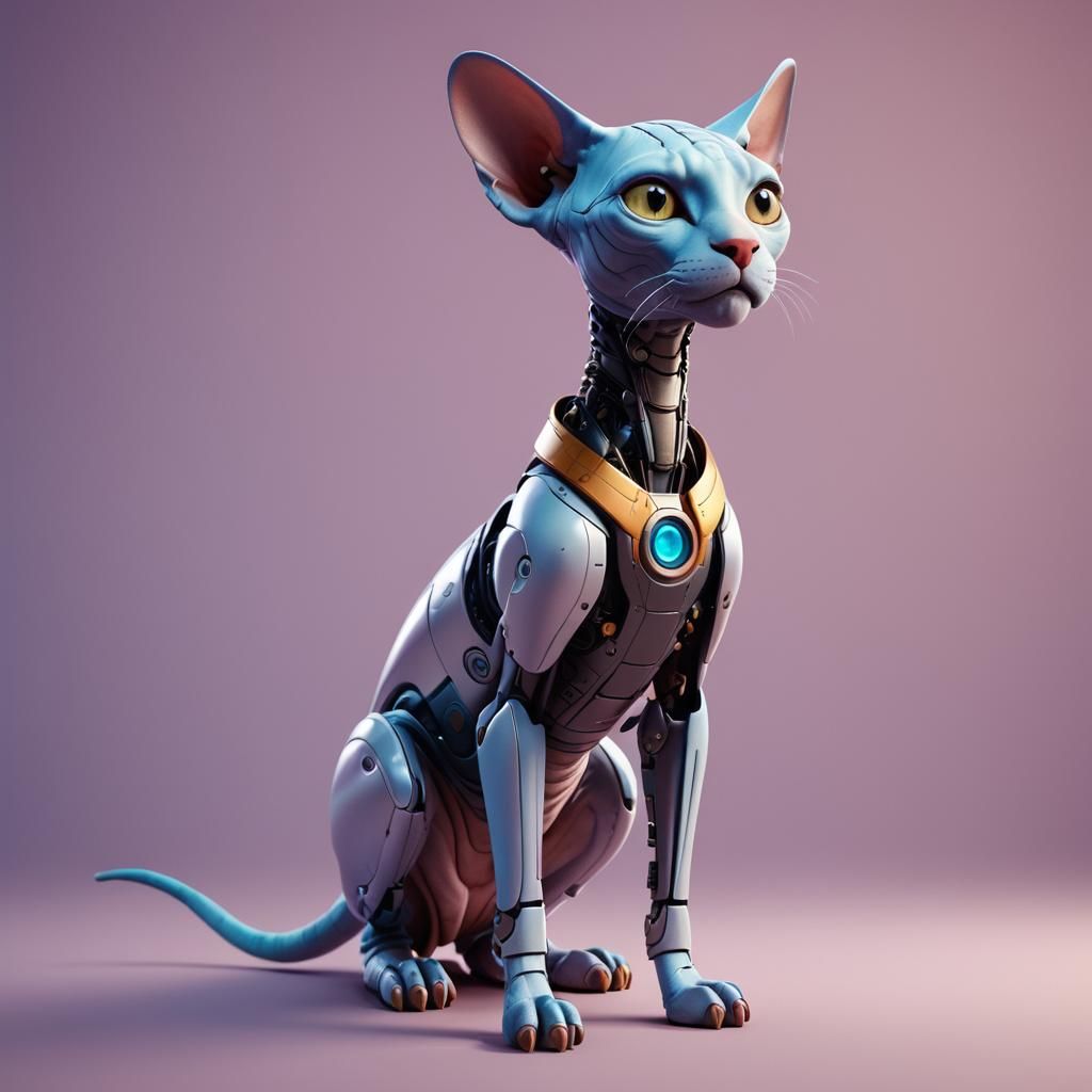 Robot Sphynx Cat: 3D Digital Art