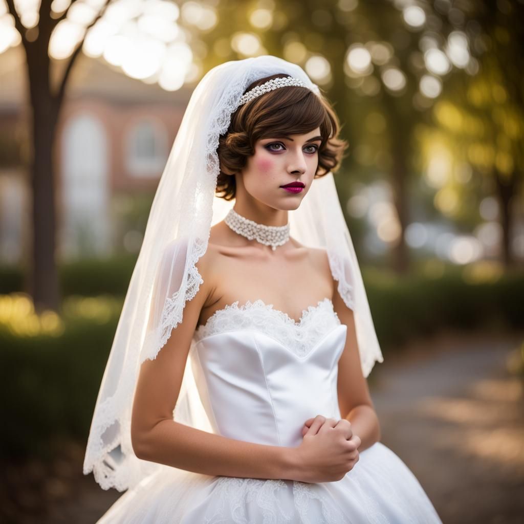 Androgynous Teen Bride Portrait in Natural Light