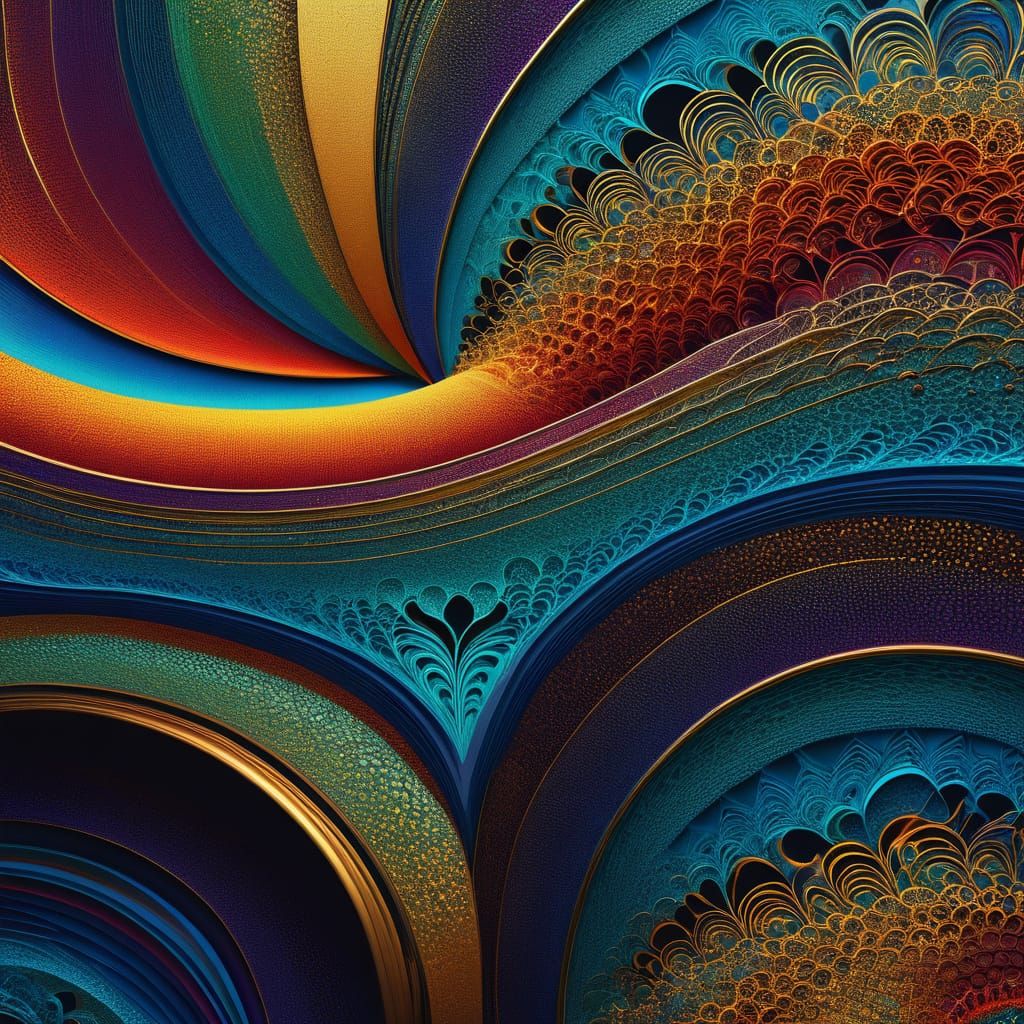 Surreal Waves: Vibrant Oil Painting in Abstract Style