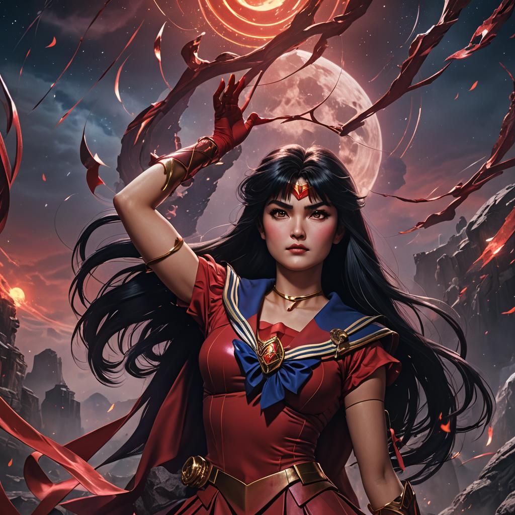 Sailor Mars Live Action Portrait in Detailed Matte Painting