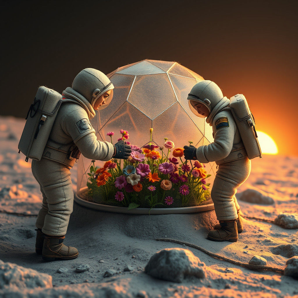 Lunar Gardeners: Astronauts Cultivating Flowers in Space