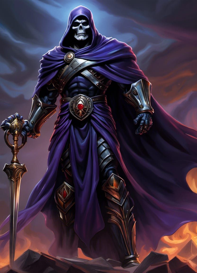 Menacing Skeletal Villain Portrait in Horror Style