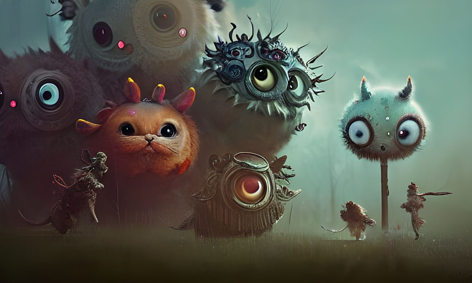 Hyperdetailed Little Fluffy Monster Gathering