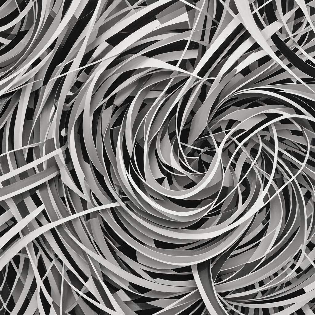 Abstract Geometric Black and White Line Drawing