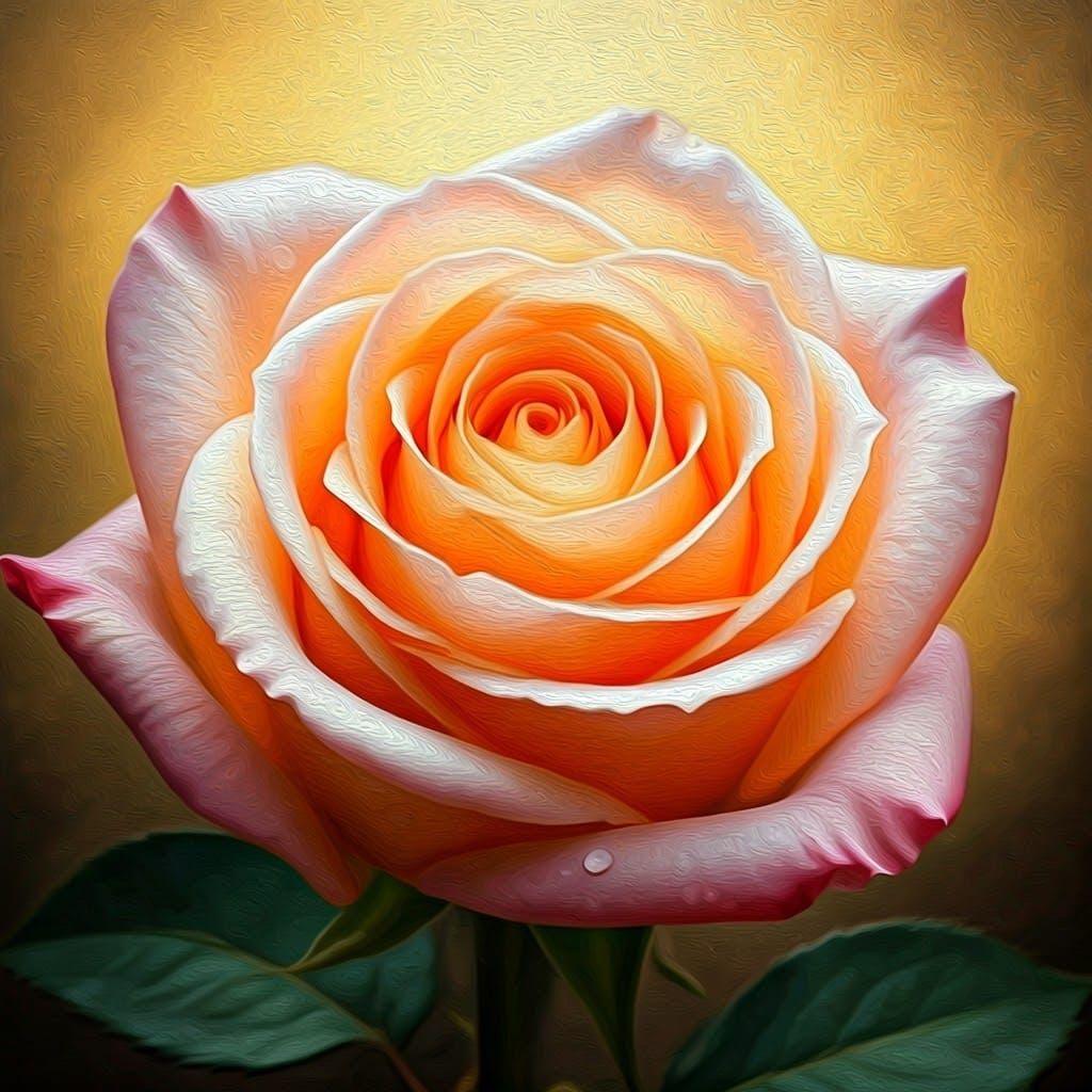 Rose with Dew Drops in Old Masters Style