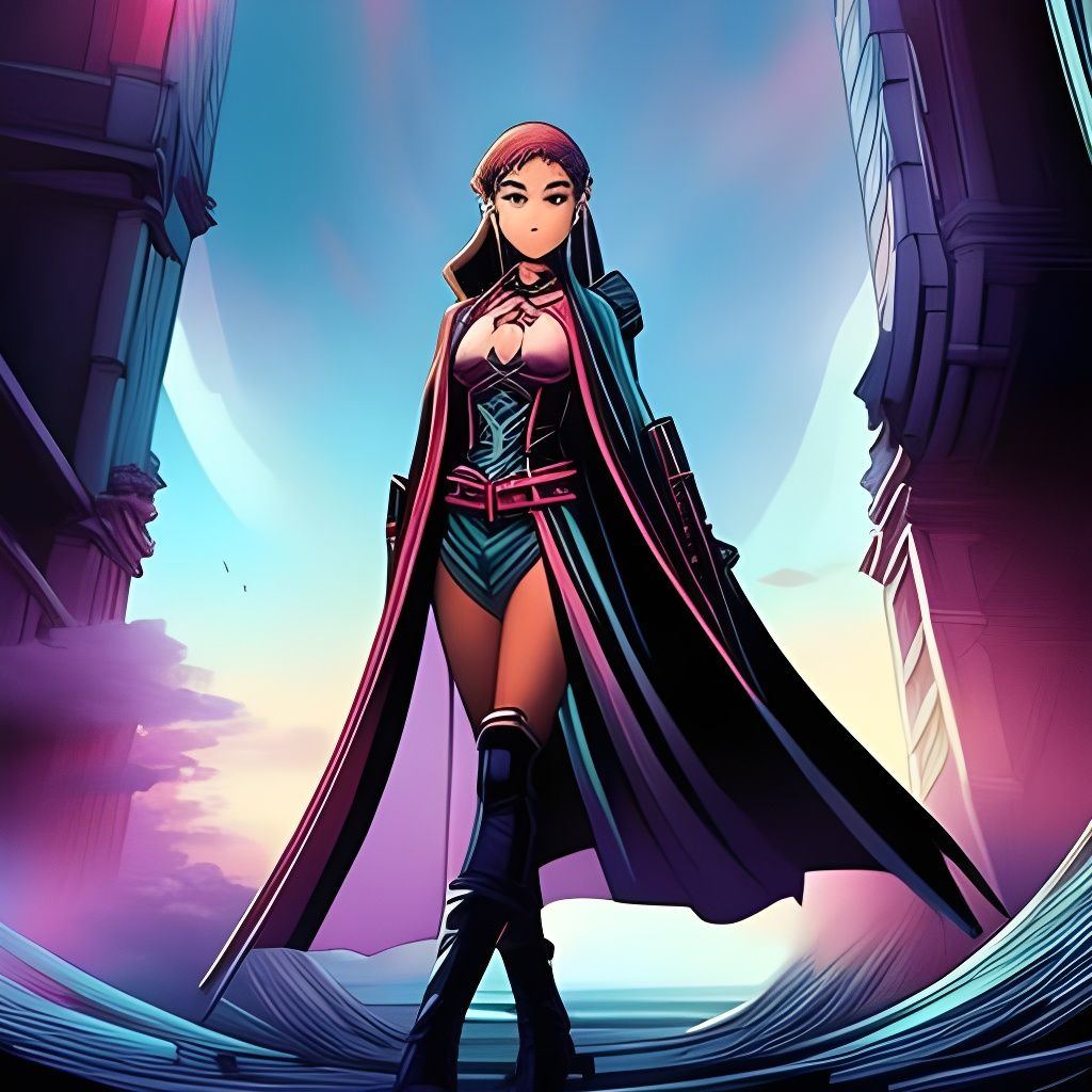 Confident Sci-Fi Cyborg Bookworm in Comic Book Art