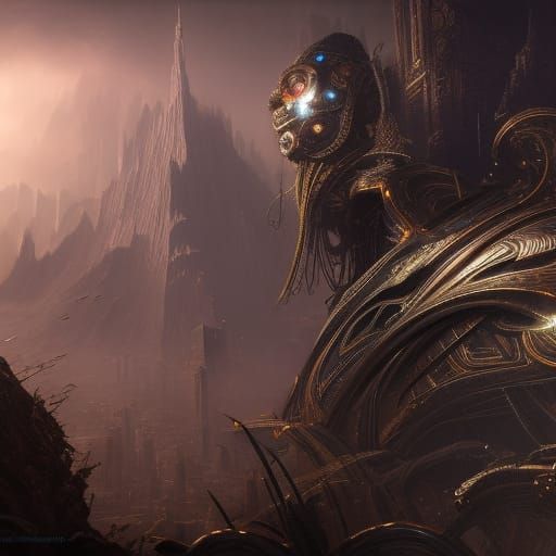 Cyberpunk Mask with Metal Implants in Solarpunk Style