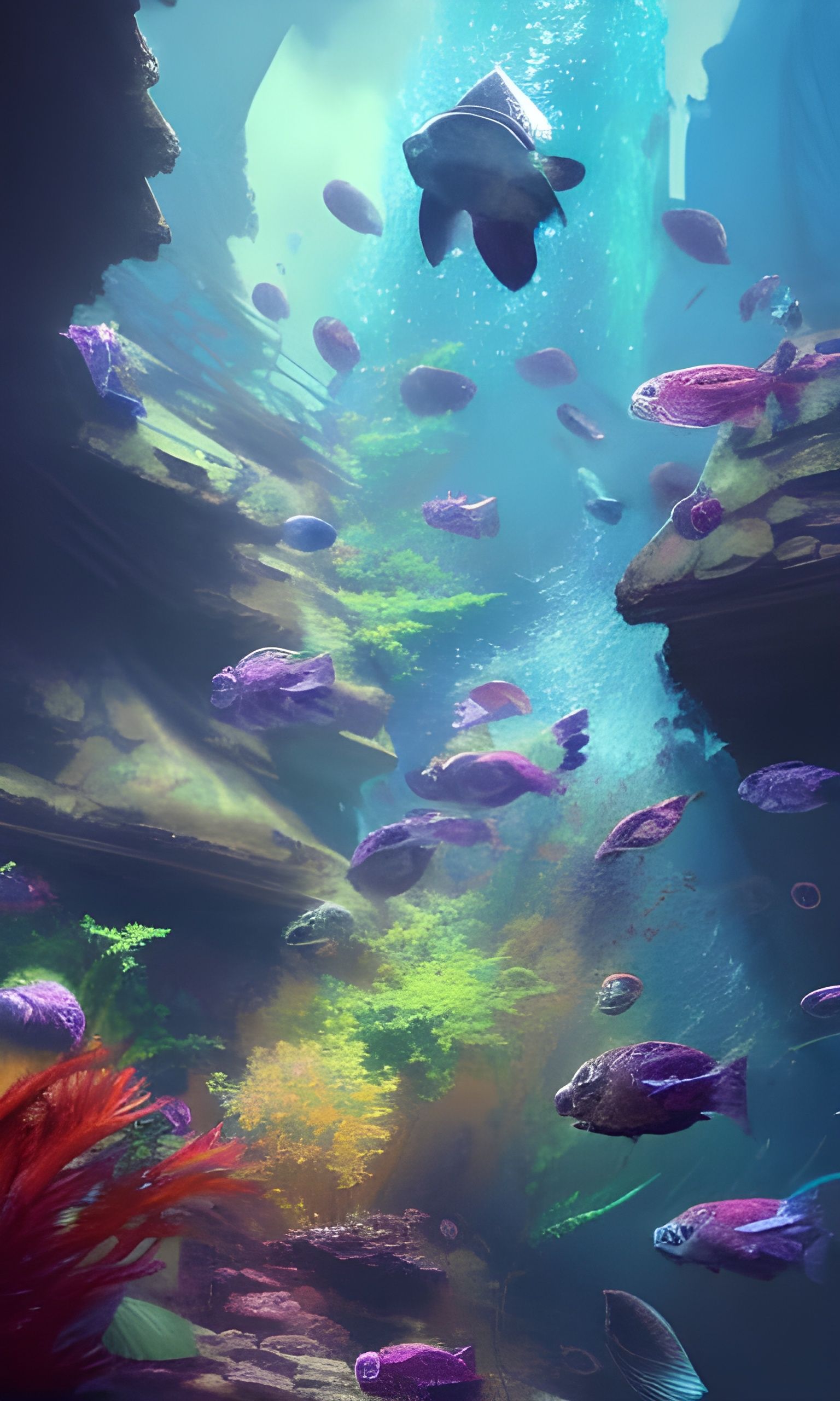 Colorful Aquarium Fish in Watercolor Style