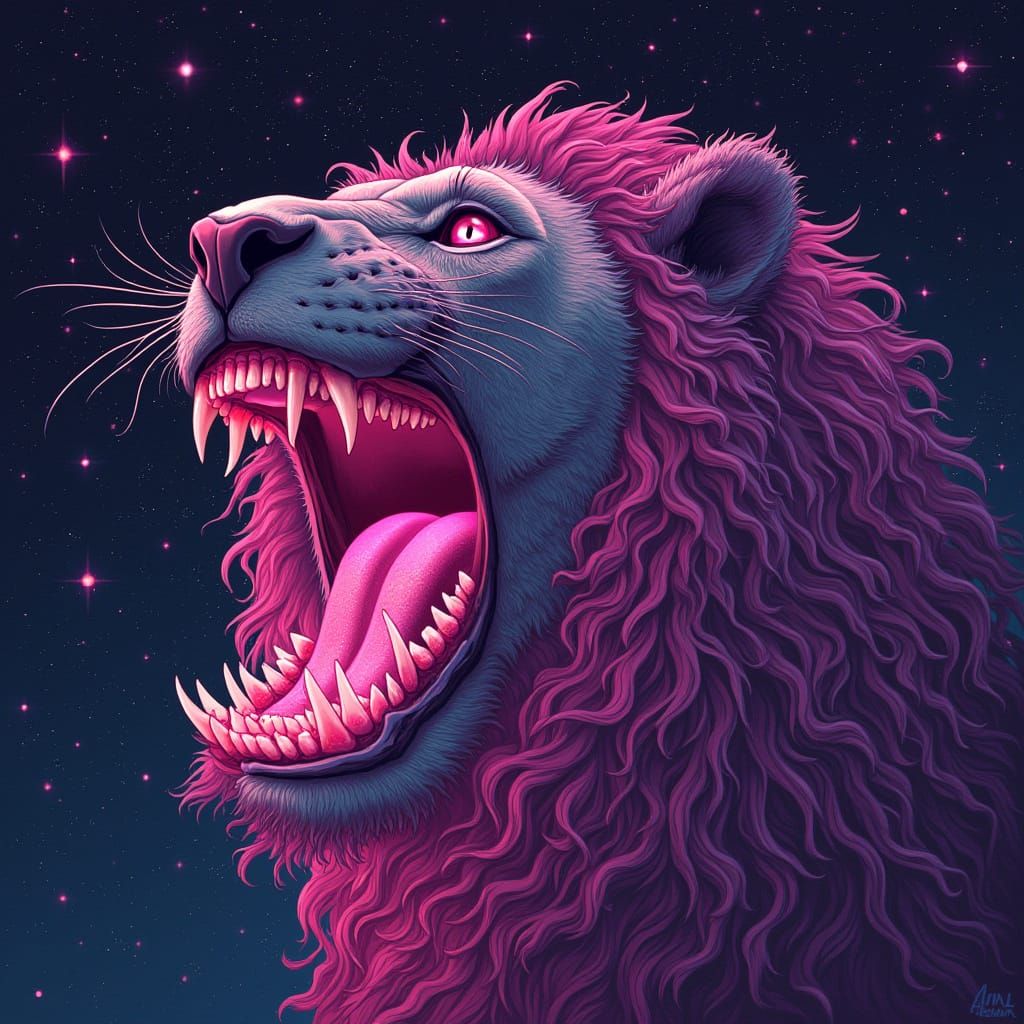 Cosmic Lion's Mouth: Neon Tarot Fortune