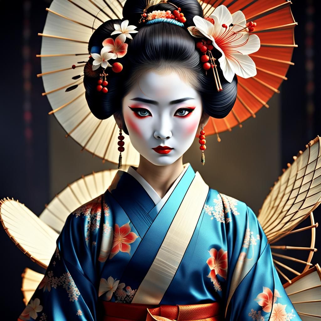 Exotic Fractal Geisha in Kimono