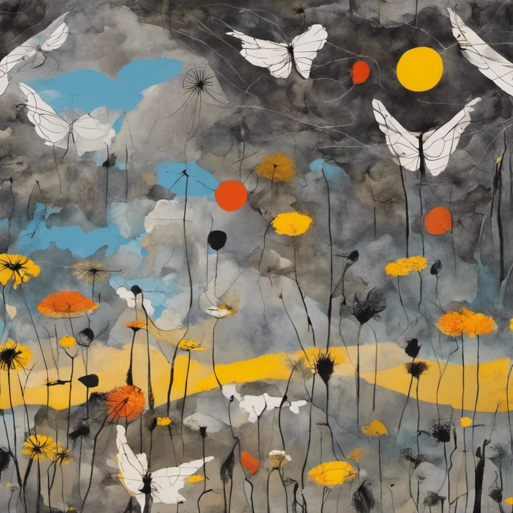 Winged Fairies in Dandelion Dreamscape, Surrealist Style