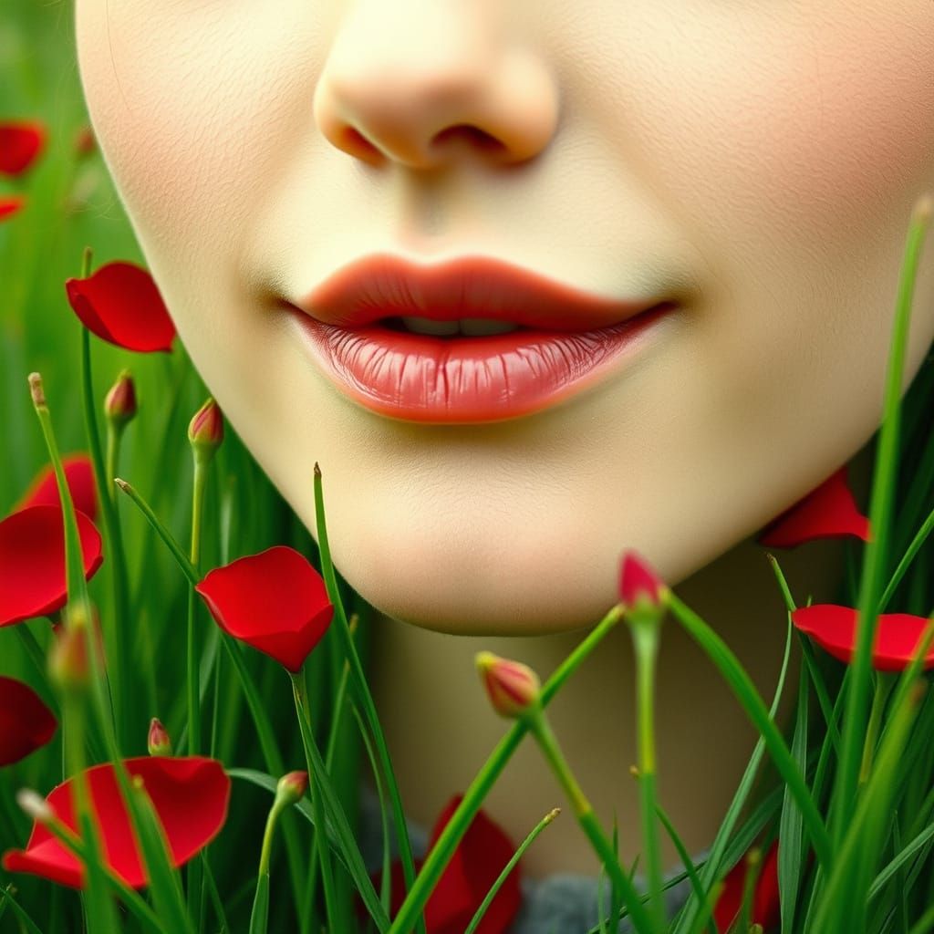 Gentle Woman Amidst Vibrant Rose Garden