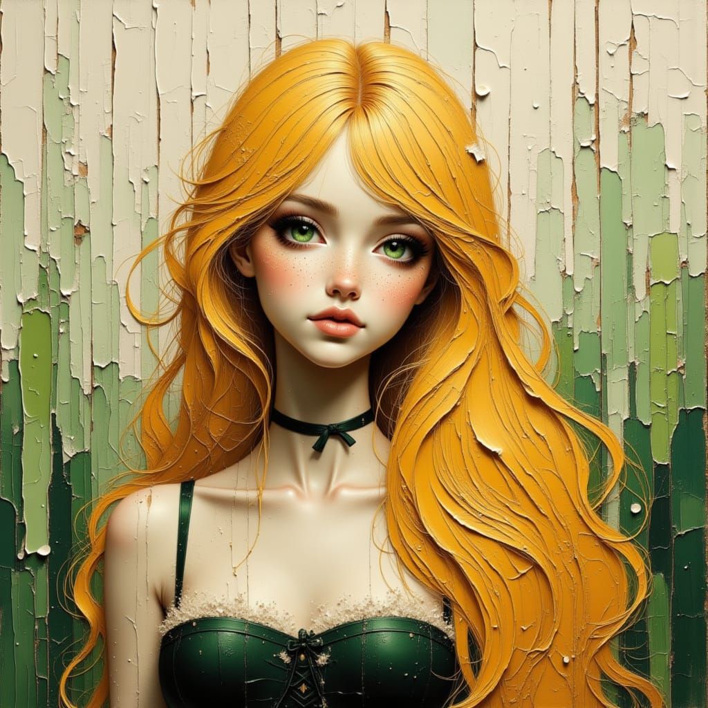 Oil Portrait of a Blonde Woman with Enigmatic Smile