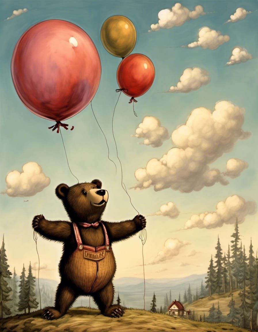 Bears and Balloons: A Whimsical Cartoon