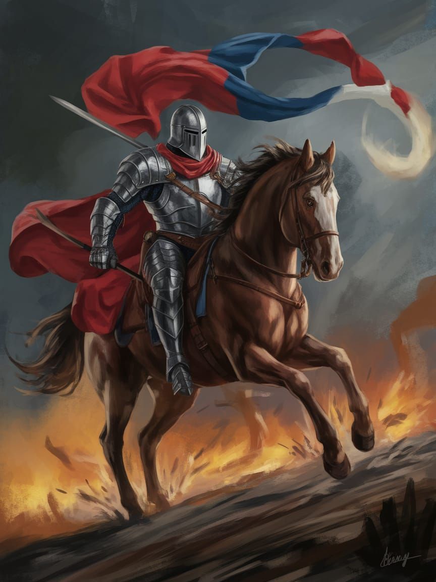 Medieval Knight in Fierce Battle