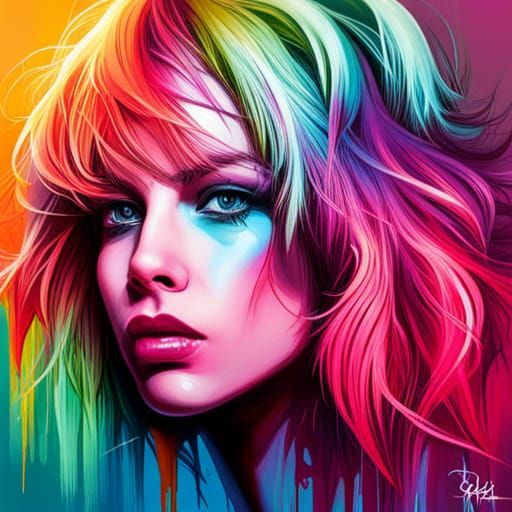 Vibrant 80s Graffiti Art Portrait