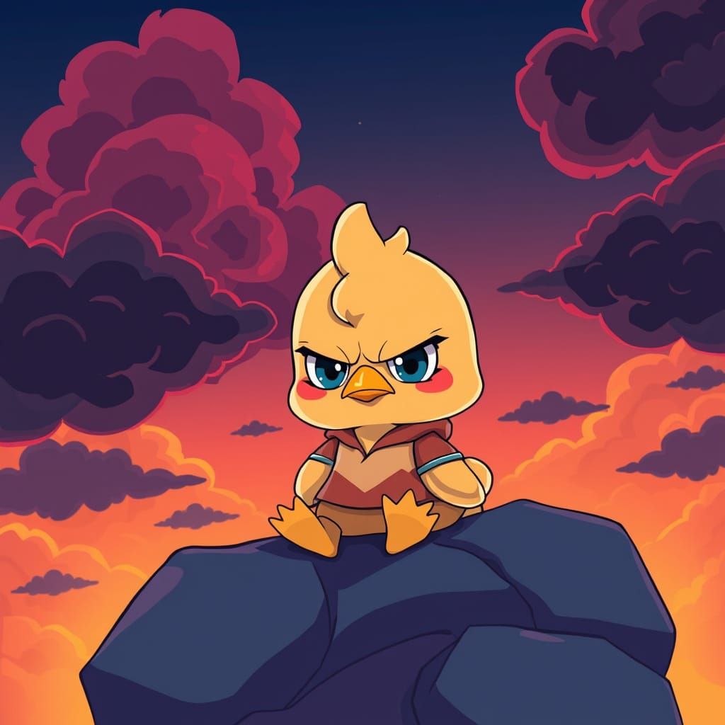 Grumpy Chick in Anime Manga Style