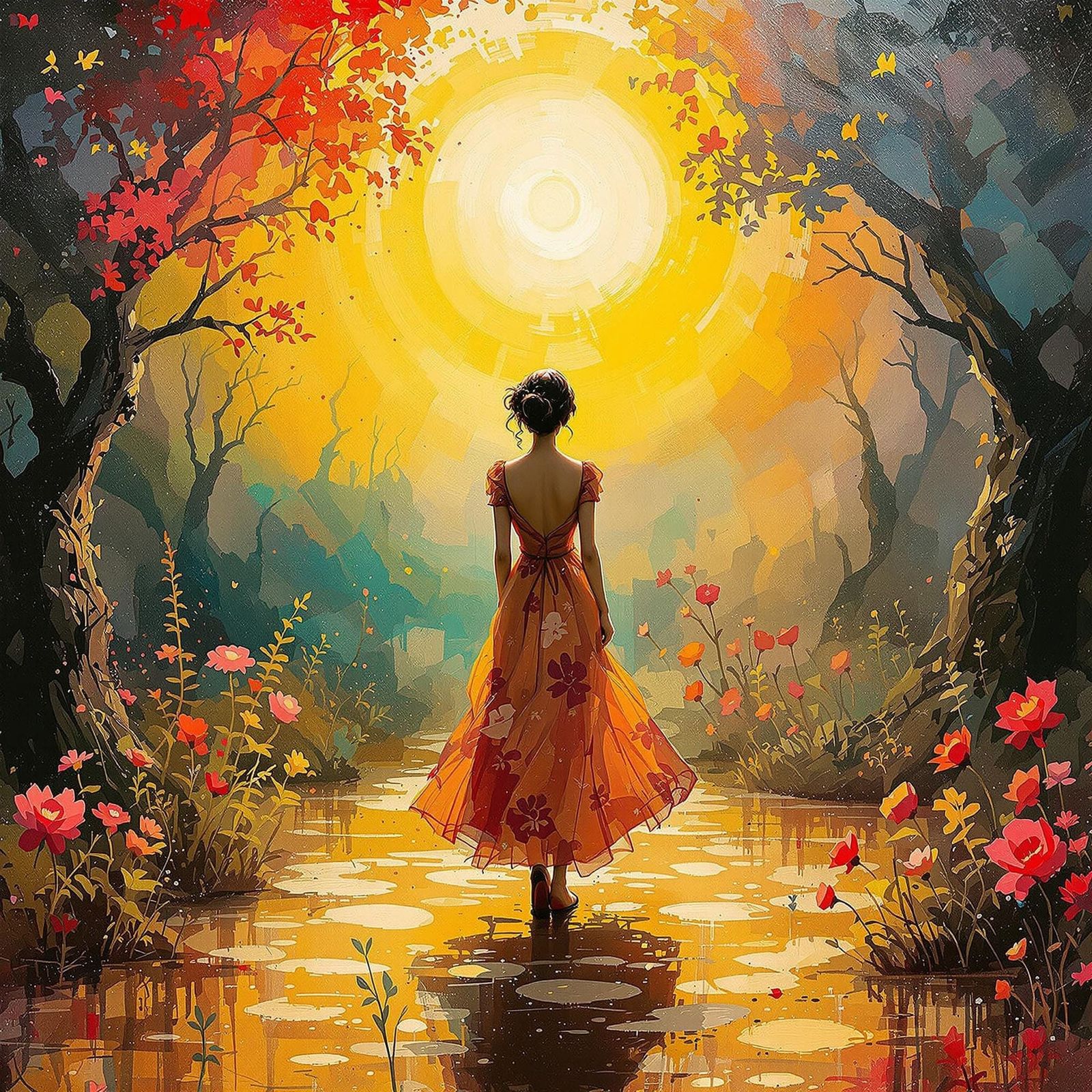 Nostalgic Figure in Dreamlike Gouache Impressionist Style