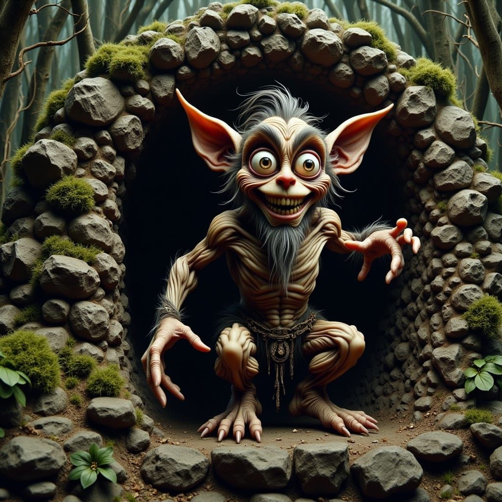 Troll Under the Bridge in Dark Fairy Tale Forest