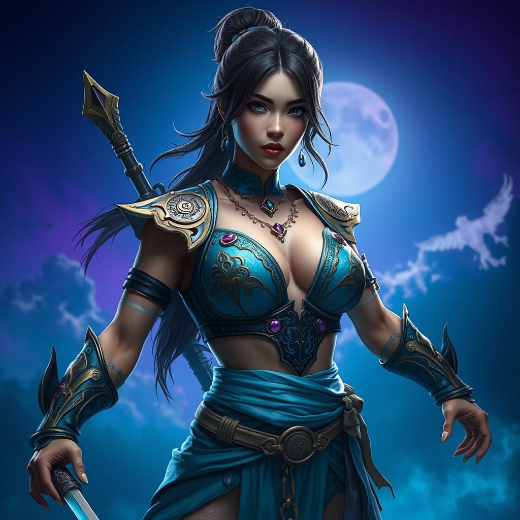 Surreal Warrior in Matting Sky Blue and Black Jacket