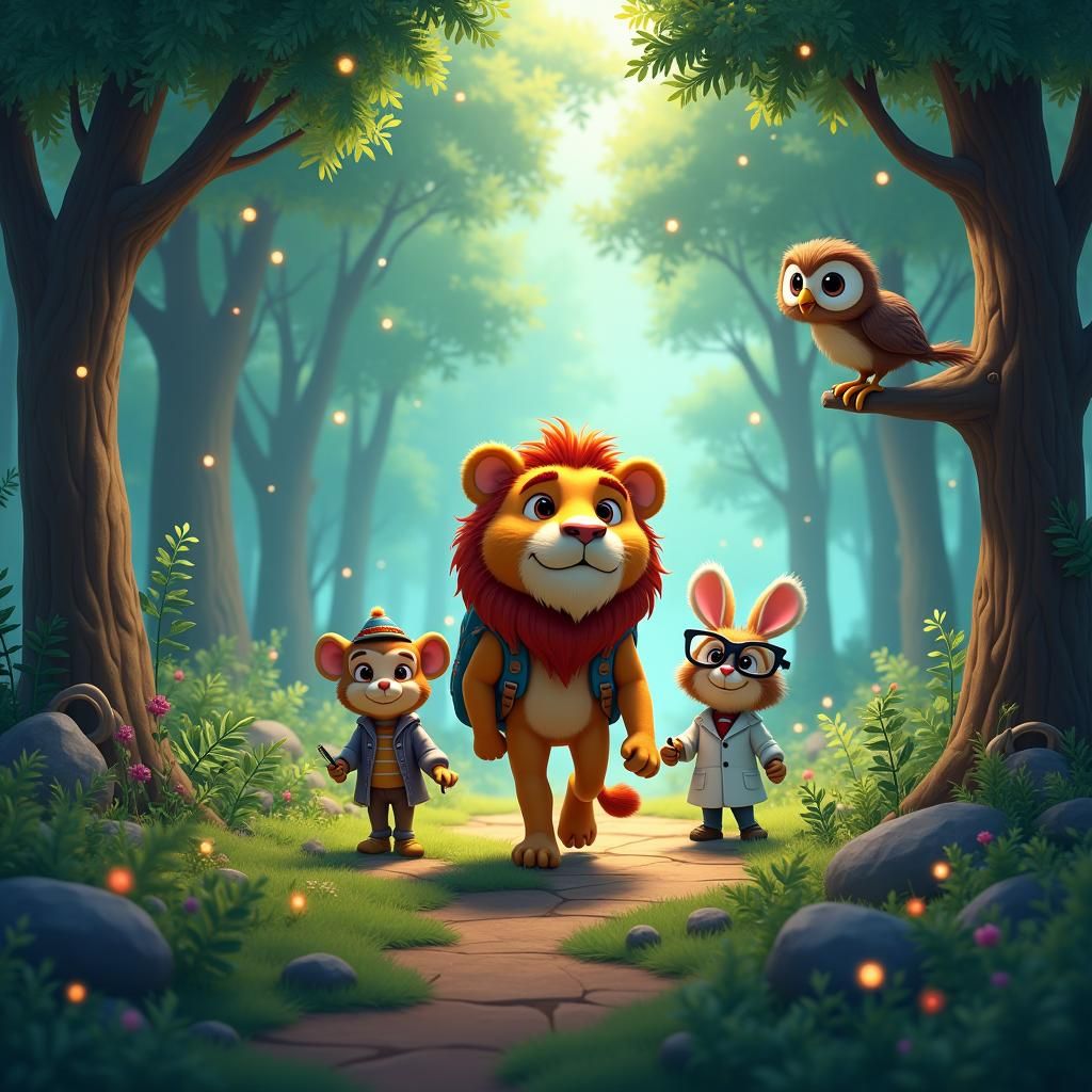 Whimsical Forest Adventure with Mathematical Elements