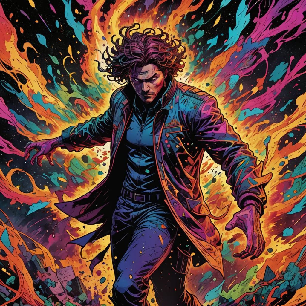 Mysterious Figure in Comic Book Explosion