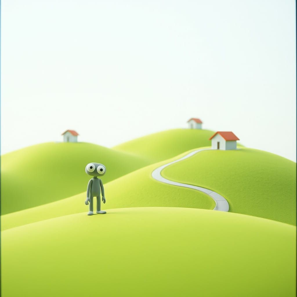 Surreal Claymation Figure Explores Minimalist Landscape