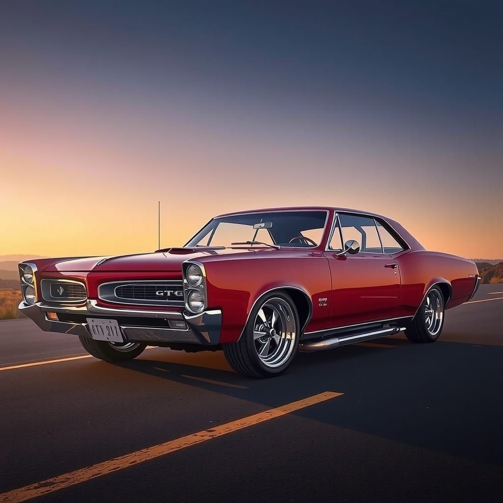 1967 Cherry Red Pontiac GTO Vintage Photo