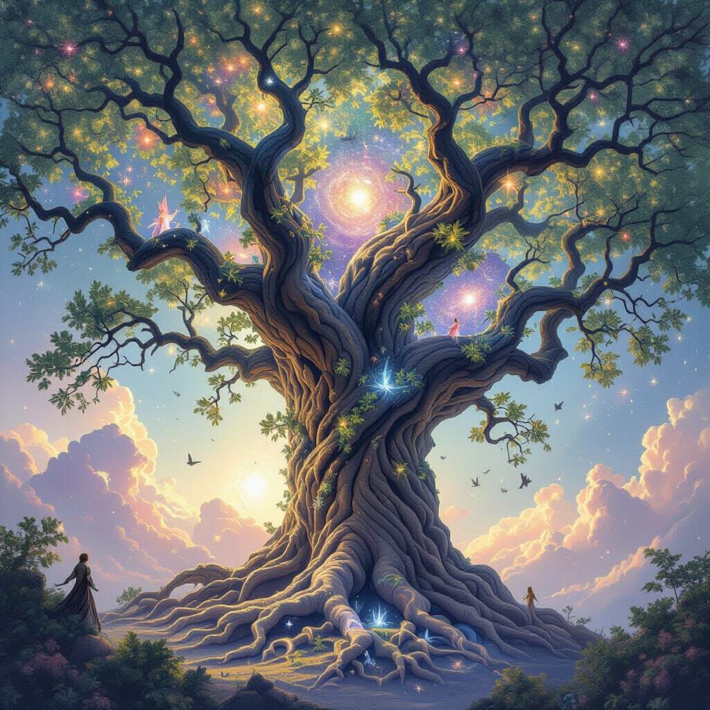 Cosmic Tree Roots in Nebula, Branches Reach Galaxies