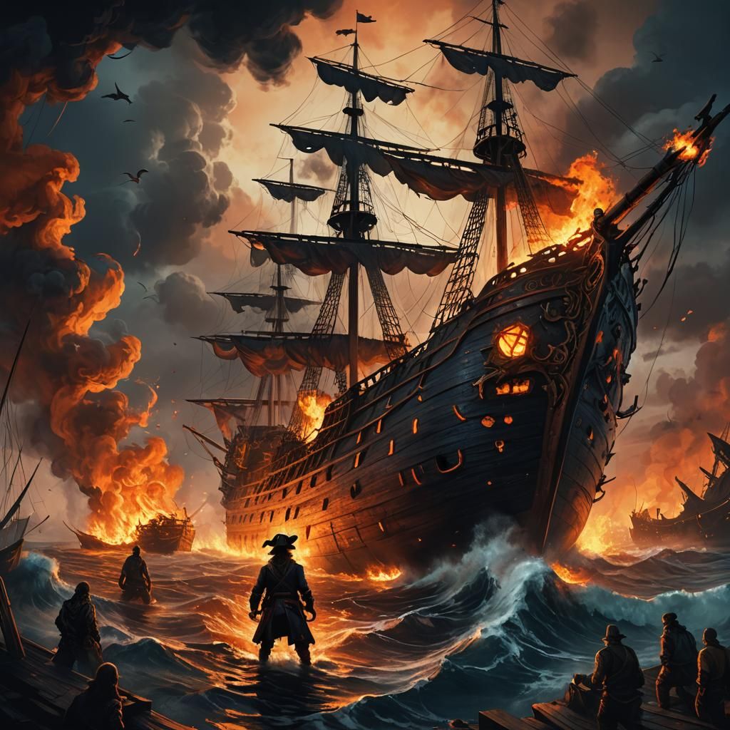 Burning Ship: Dark Fantasy Concept Art