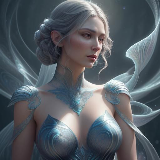 Fantasy Woman's Transformation in Hyper-Realistic Art