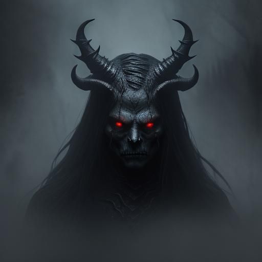 Ominous Dark Fantasy Creature in a Misty Cave