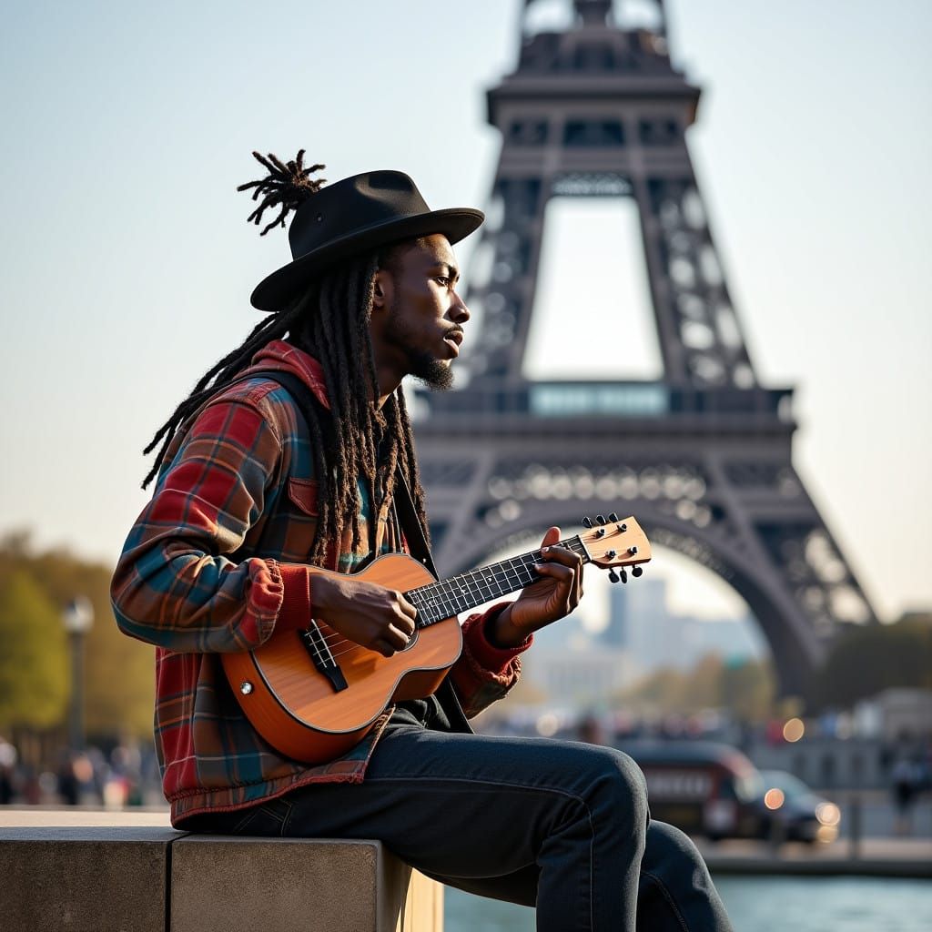 Contemporary Rapper Plucks Ukulele Under Eiffel Tower in Hyp...