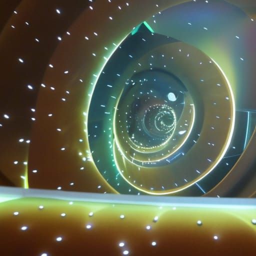 Oil Painting of Plastic Chairs in Cityscape