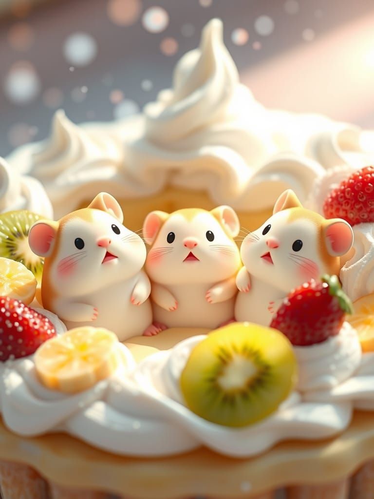 Whimsical Hamster Custard Fantasy in Candyland