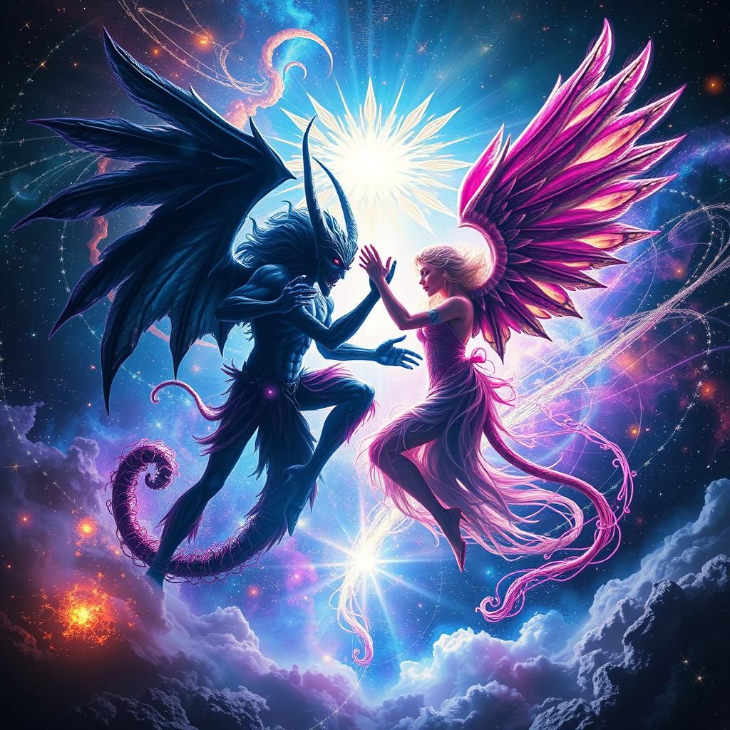 Celestial Dance: Good vs Evil in Holographic Astral Realm