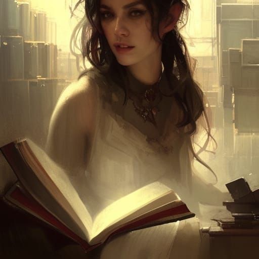 Detailed Portrait of a Librarian in Digital Art Style