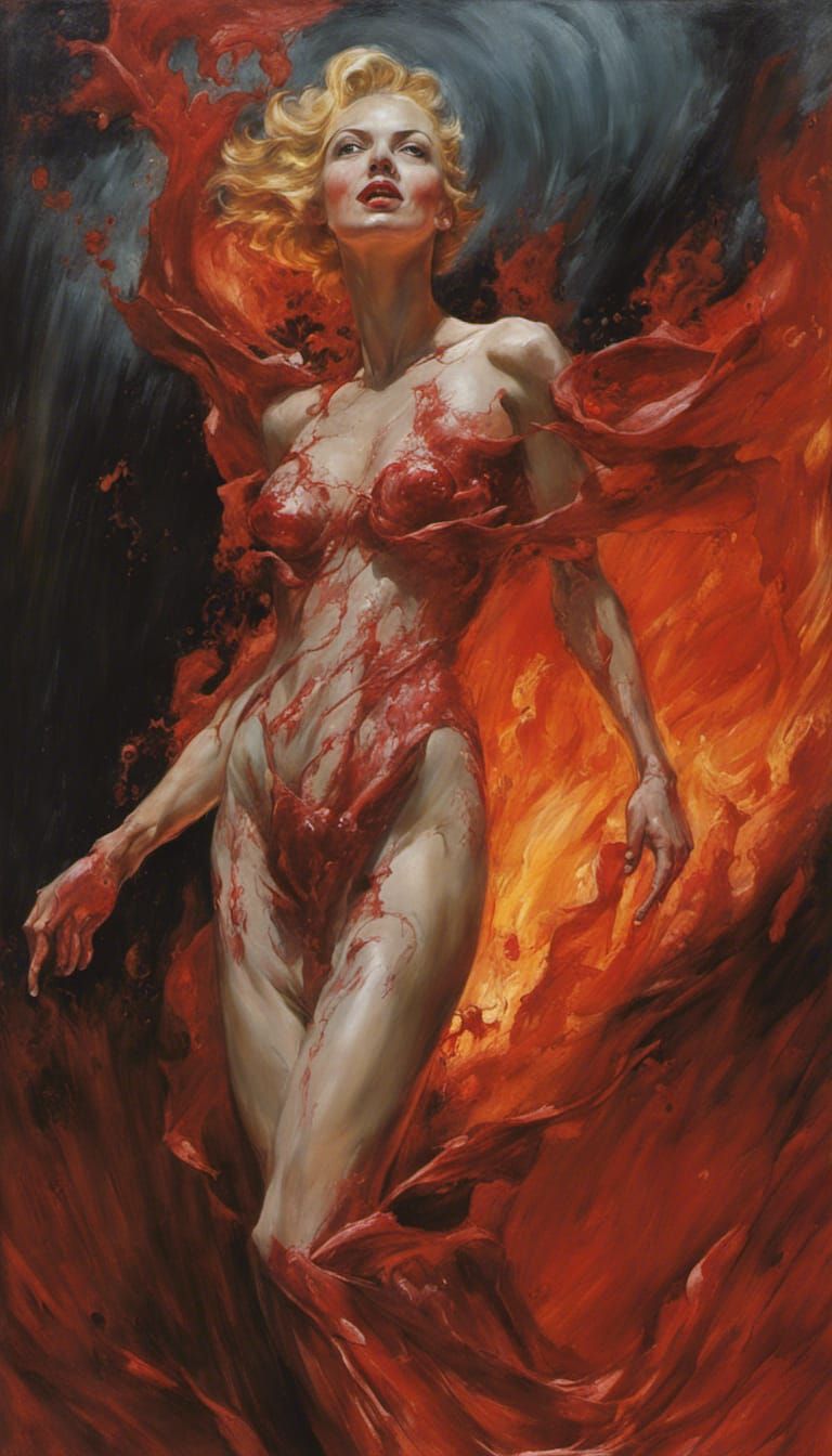 Apocalyptic Latex Lady: Chiaroscuro Painting