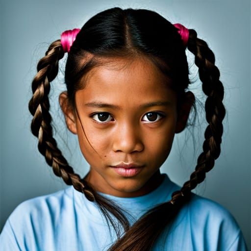 A mixed-race girl. Miscegenation between Cambodian and Latin